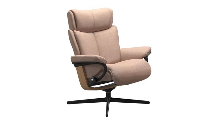 Stressless Magic with Cross Base in Clover Light Burgundy Fabric